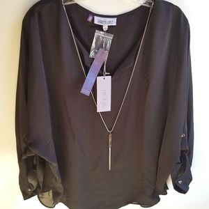 Jennifer Lopez TOP L Black with Attached necklace